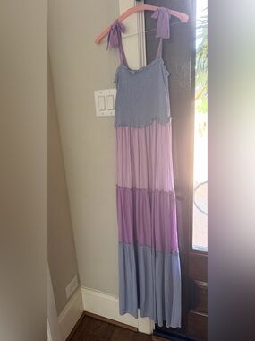Maxi Dress Tie Strap Boho Cottagecore Size S